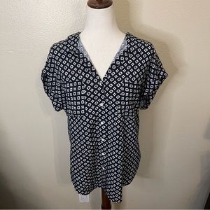 Jachs Girlfriend Navy Sleeveless Blouse Size Large